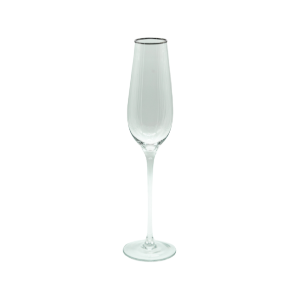 Champagne Flute Harper Silver Rim  event rentals los cabos