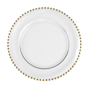 Charger Plate Beaded Gold event rentals los cabos