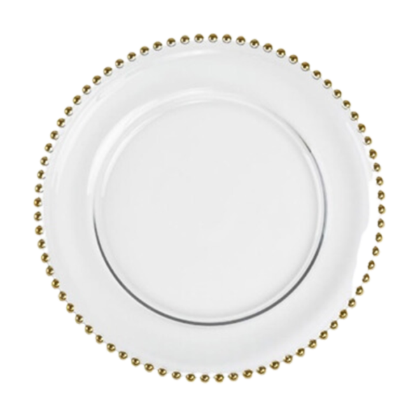 Charger Plate Beaded Gold event rentals los cabos