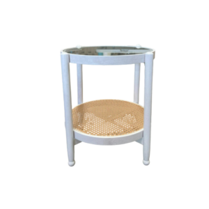 End Table Rattan White event rentals los cabos