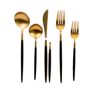 Flatware Rive Gold-Black event rentals los cabos