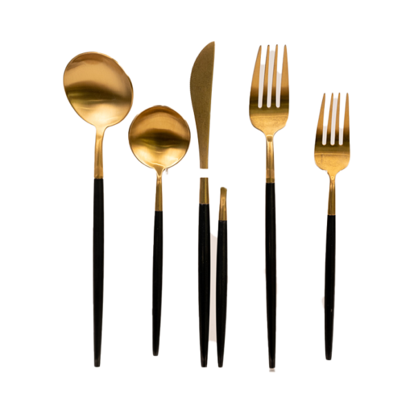 Flatware Rive Gold-Black event rentals los cabos