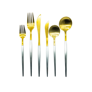 Flatware Rive Gold-Silver event rentals los cabos