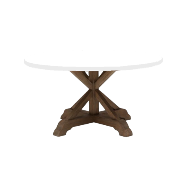 Table Rustic Round White Cover  event rentals los cabos