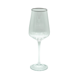 White Wine Glass Harper Silver Rim  event rentals los cabos