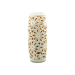 Vase White Clay Flowers Large 12" event rentals los cabos