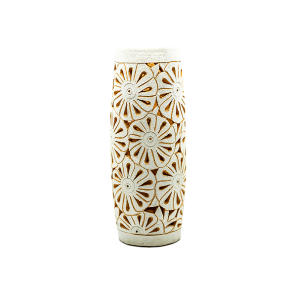 Vase White Clay Flowers Large 12" event rentals los cabos