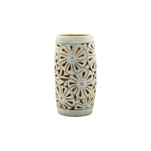 Vase White Clay Flowers Small 9" event rentals los cabos