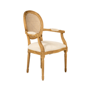 Chair Louis XIV Rattan Natural Armrest event rentals los cabos