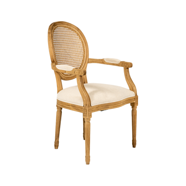 Chair Louis XIV Rattan Natural Armrest event rentals los cabos